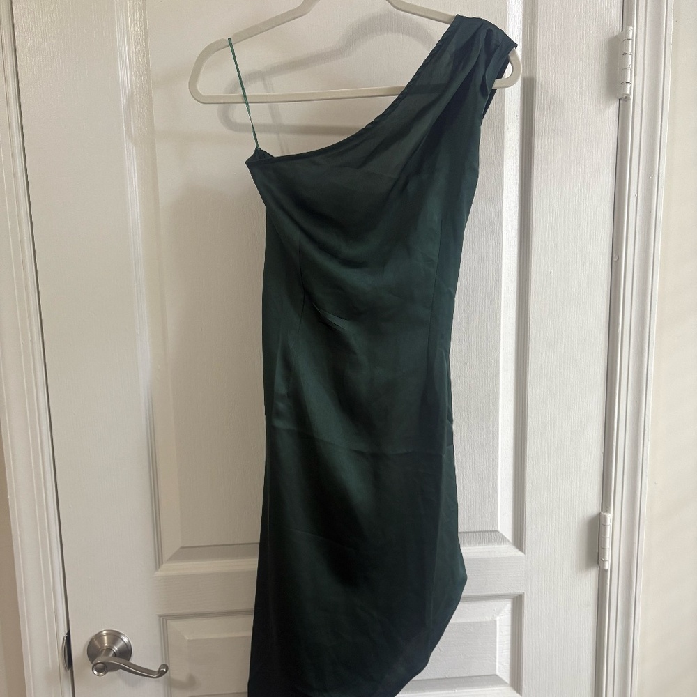 Lulus Dark Green Asymmetrical Midi Dress